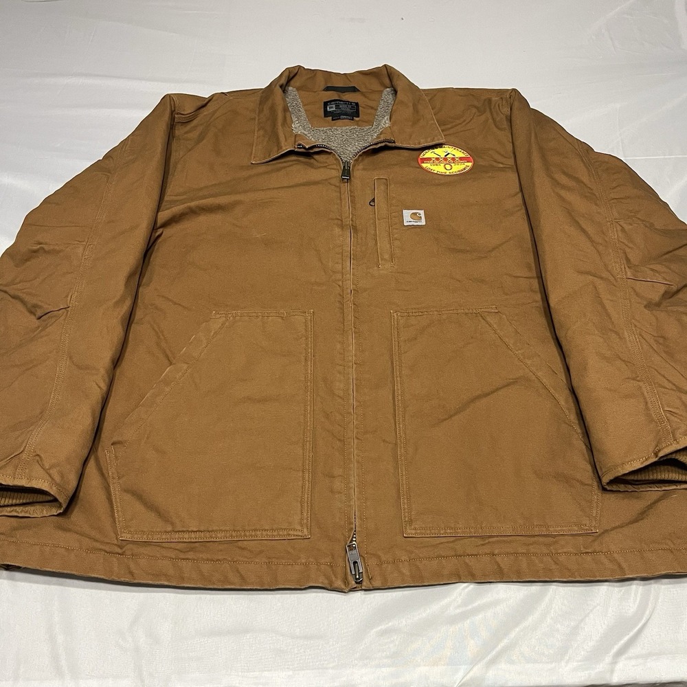Carhartt Jacket Washed Duck Ridge Coat Sherpa Lined Mens 3XL Brown Loose Fit